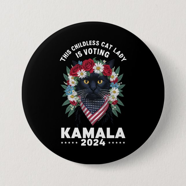 This Childless Cat Lady Ladies Is Voting Kamala  Button (Front)
