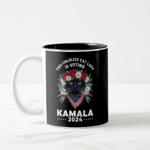 This Childless Cat Lady Ladies Is Voting Kamala Two-Tone Coffee Mug