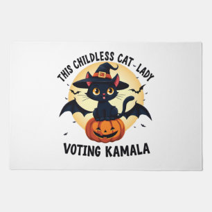 This Childless Cat Lady Voting Kamala Halloween Doormat