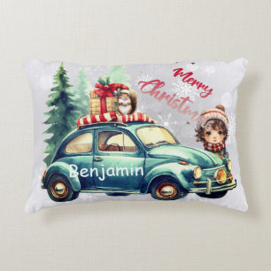 This Christmas Accent Pillow with a car on it 