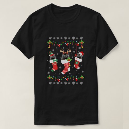 This Christmas Pajama Black Cat In Socks T_Shirt