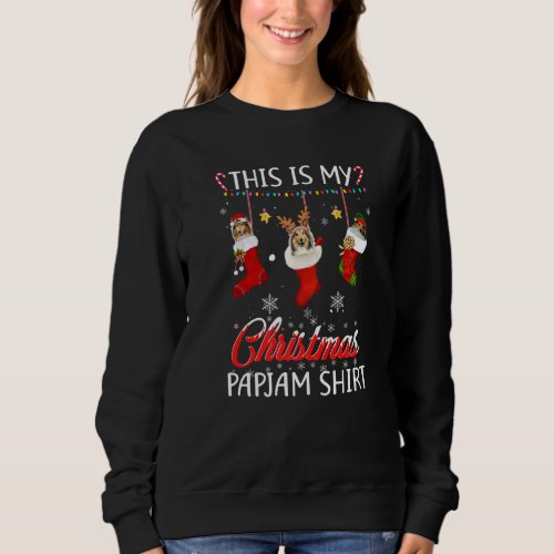 This Christmas Pajama Shetland Dog In Socks  Dog Sweatshirt