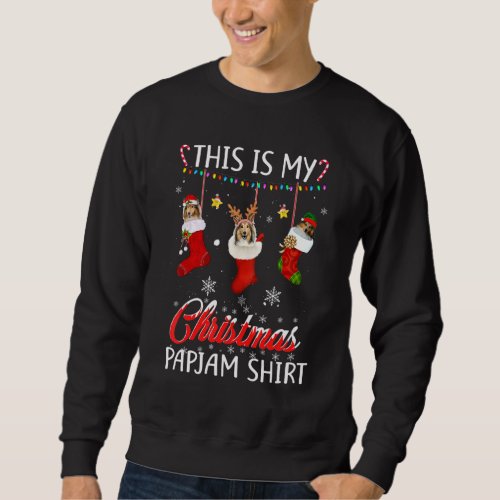 This Christmas Pajama Shetland Dog In Socks Dog Sweatshirt
