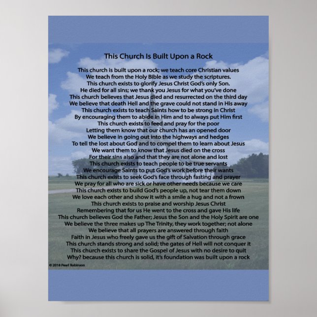 this church is built a rock poster # 2 on poster. (Front)