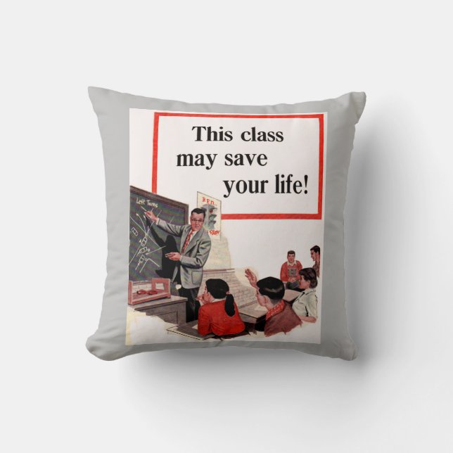 This Class May Save Your Life gray background Throw Pillow (Front)