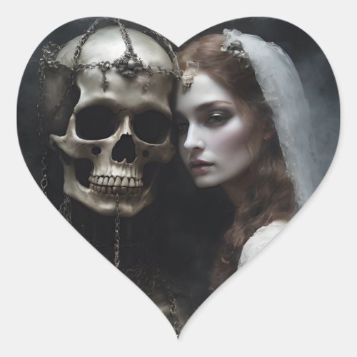 This close up demonic bride chained by rusty chain heart sticker