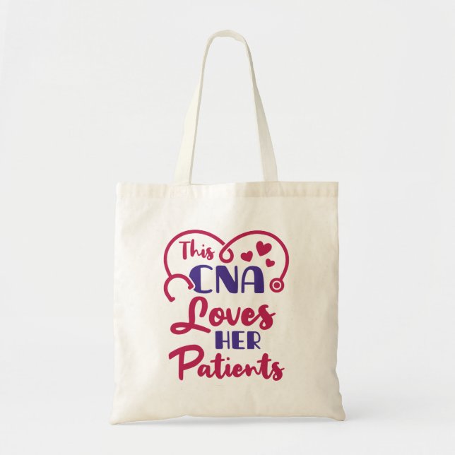 This CNA Loves Her Patients Valentine's Day Tote Bag (Front)