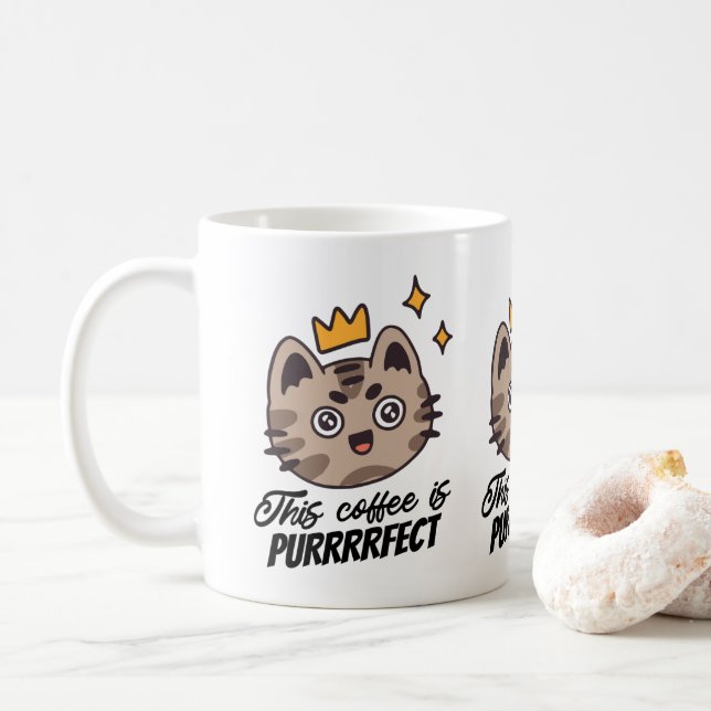 This Coffee is Purrrrrfect Cat and Coffee Lover  Mug (With Donut)