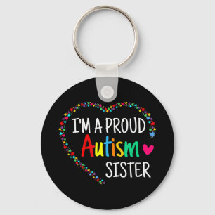 This colorful autism heart made with puzzle pieces keychain