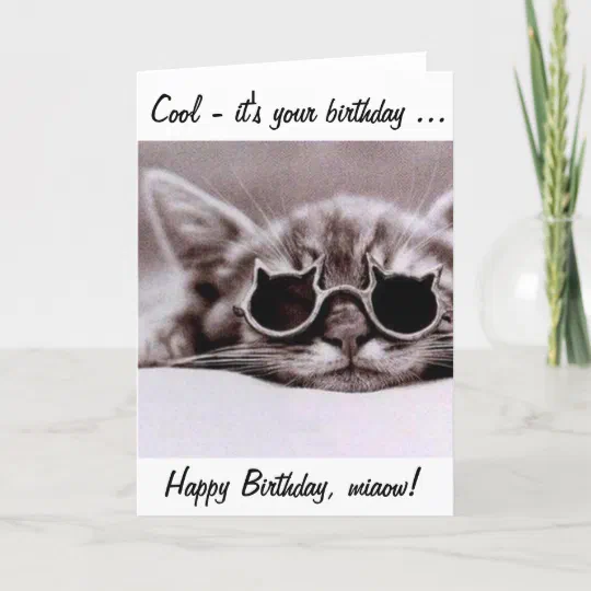 Wish Cat Thoughtful Message ~ USA Happy Birthday Card With Envelope ~ Kitty 