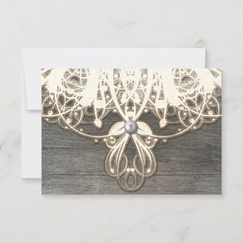 This Country Lace and Wood Rustic RSVP Card