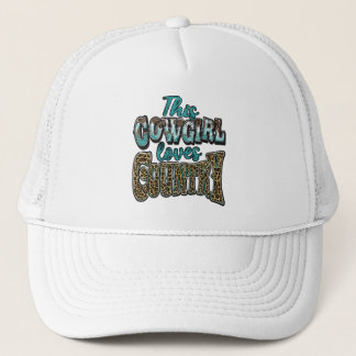 This Cowgirl Loves Country Western Leopard Print Trucker Hat