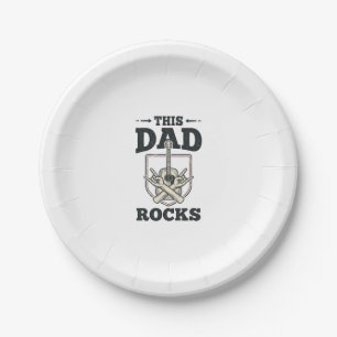 This Dad Rocks Vintage Guitar Dad Shirt Design (3) Paper Plates