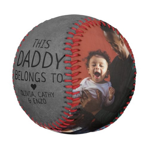 This Daddy Belongs to Dark Gray Photo Fathers Day Baseball