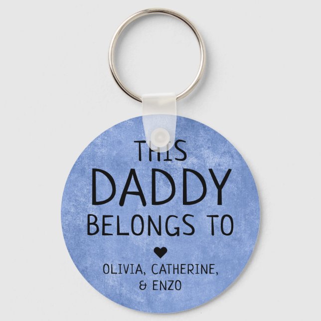 This Daddy Belongs To Father's Day Navy Blue Keychain (Front)