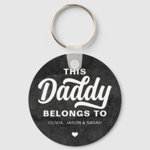 This Daddy Belongs to Father's Day Velvet Black Keychain