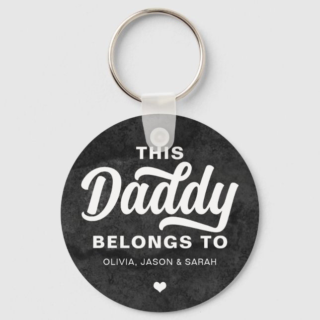 This Daddy Belongs to Father's Day Velvet Black Keychain (Front)