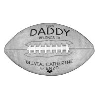 This Daddy Belongs To Kids Names Father's Day Gray Football