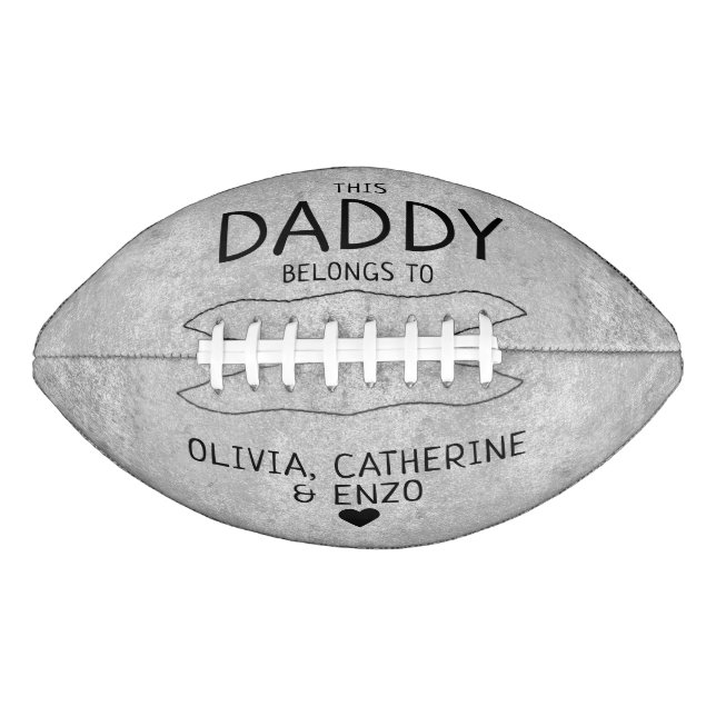 This Daddy Belongs To Kids Names Father's Day Gray Football (Front)