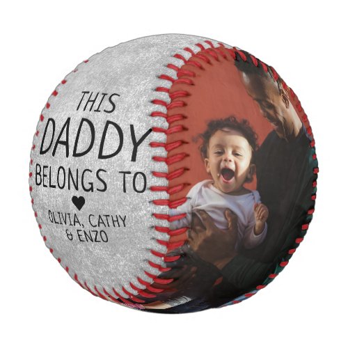 This Daddy Belongs to Silver Gray Fathers Day Baseball