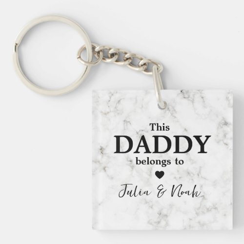 This Daddy Belongs to with Photo Script Kids Name Keychain