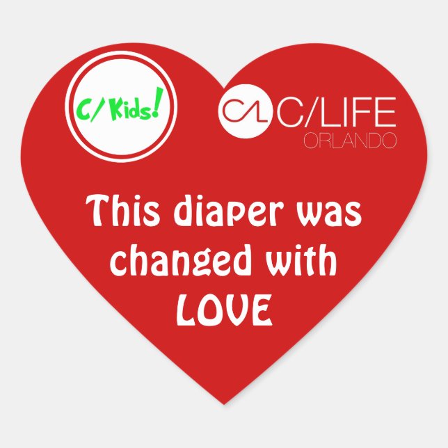 This Diaper Was Changed With Love Heart Sticker (Front)