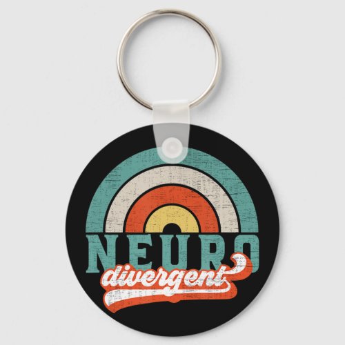 This distressed vintage 70s retro design is for n keychain