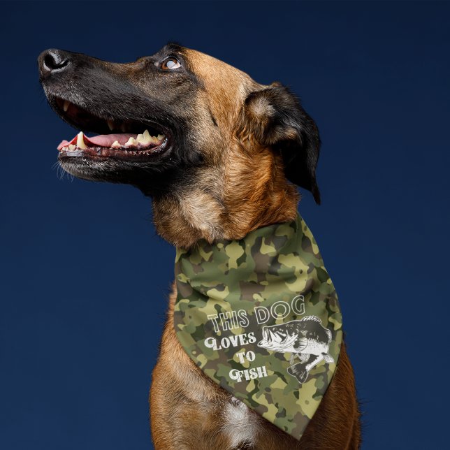This Dog Loves to Fish Black Bass Camo Dog Pet Bandana (Creator Uploaded)