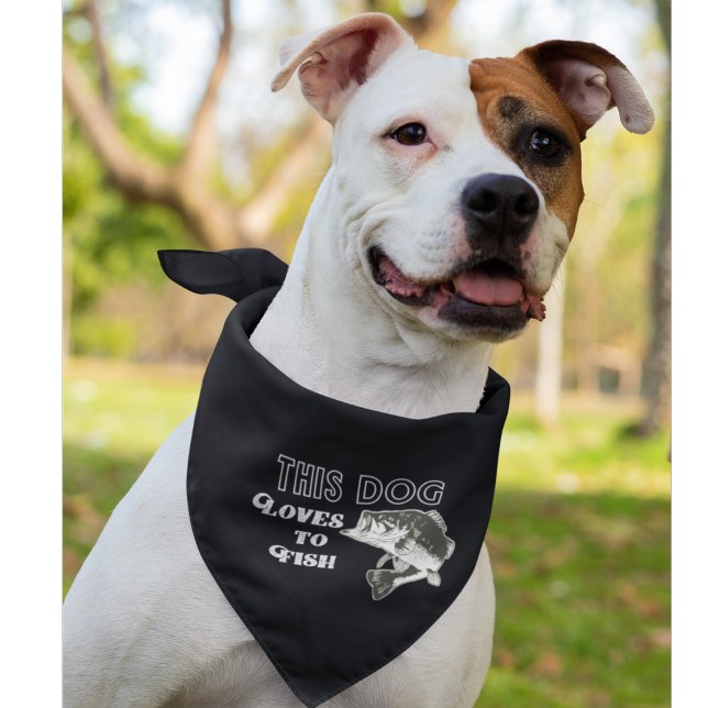 This Dog Loves to Fish Black Bass Cool Dog Pet Bandana (Creator Uploaded)