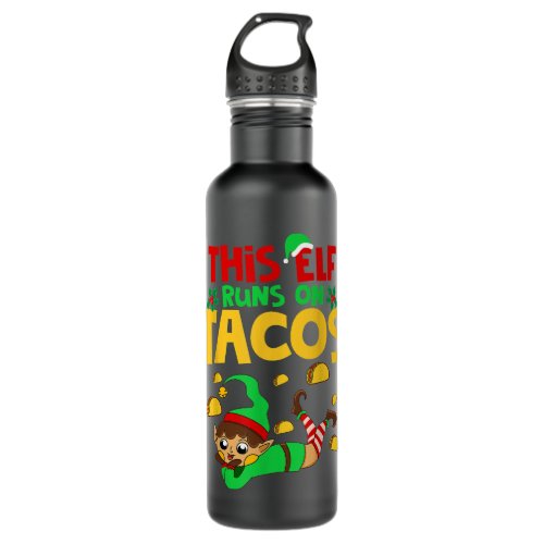 This Elf Runs on Taco Lover Foodie Christmas Stainless Steel Water Bottle
