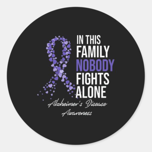This Family Nobody Fights Alone Alzheimerheimer Br Classic Round Sticker