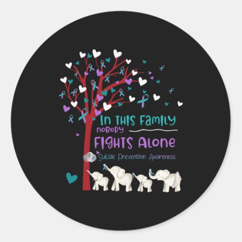 This Family Nobody Fights Alone Suicide Prevention Classic Round Sticker