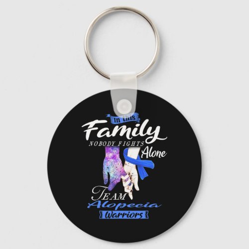 This Family Nobody Fights Alone Team Alopecia Warr Keychain