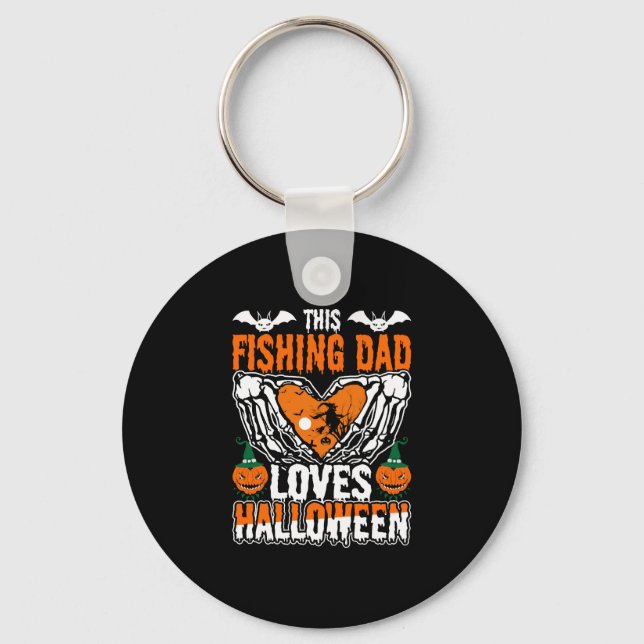 This Fishing Dad Loves Halloween Keychain (Front)