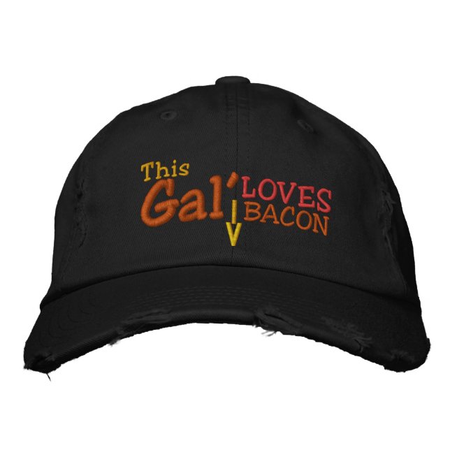 This Gal' Loves Bacon Embroidered Baseball Cap (Front)