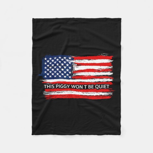This Ggy Won't Be Quiet Funny Flag  Fleece Blanket (Front)
