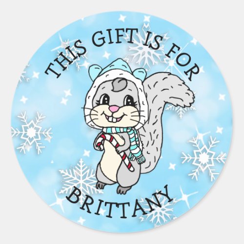 This Gift is For Christmas Squirrel Classic Round Sticker