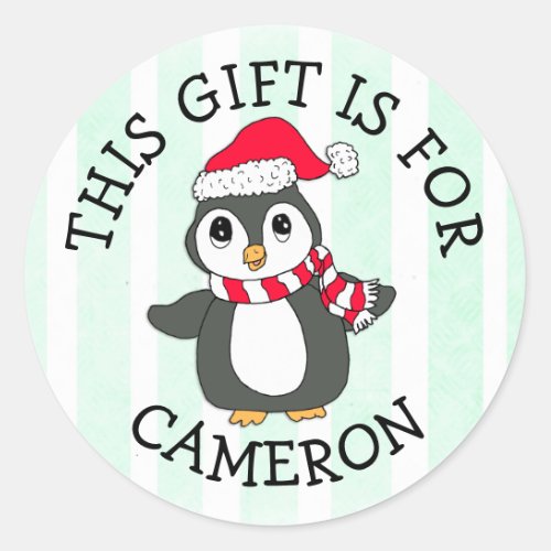 This Gift is For Name Tag Penguin Christmas