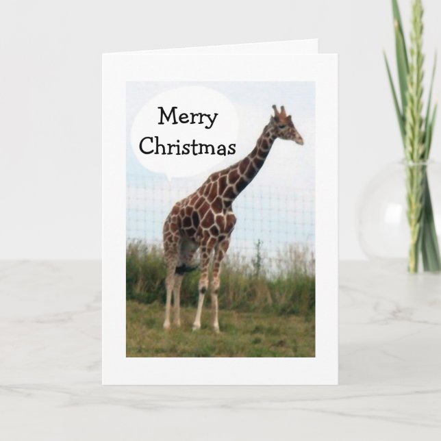 THIS GIRAFFE IS READY-HE SAYS MERRY CHRISTMAS HOLIDAY CARD (Front)