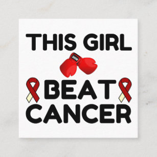 THIS GIRL BEAT CANCER SQUARE BUSINESS CARD