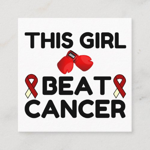 THIS GIRL BEAT CANCER SQUARE BUSINESS CARD