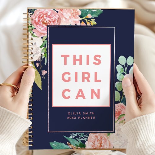 Custom Planners 7 This Girl Can Positive Motivational Floral Planner