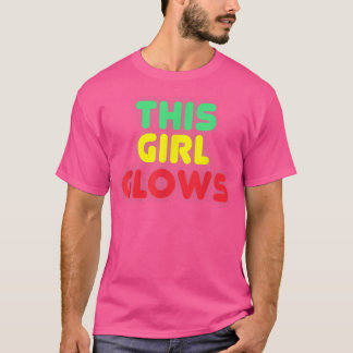 This Girl Glows 80's Retro Neon Party T-Shirt Cop