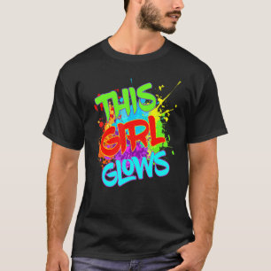 This Girl Glows Colorful Birthday Party Women Kids T-Shirt