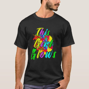 This Girl Glows Paint Splatter Effect Retro 80's G T-Shirt