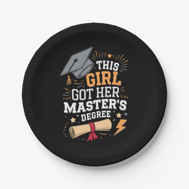This Girl Got Her Master's Degree Graduation Paper Plates (Front)