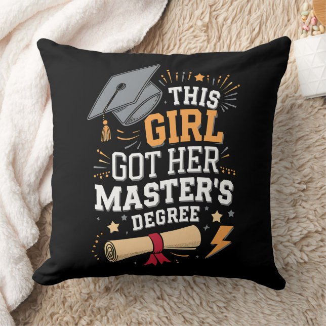 This Girl Got Her Master's Degree Graduation Throw Pillow (Blanket)