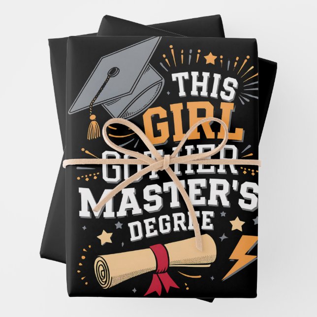 This Girl Got Her Master's Degree Graduation Wrapping Paper Sheets (In situ)