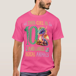 This Girl Is 10 And Loves Magical Animals 10Th Bir T-Shirt