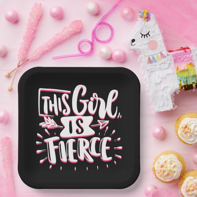 This Girl Is Fierce Girl Empowerment Paper Plates (Party)